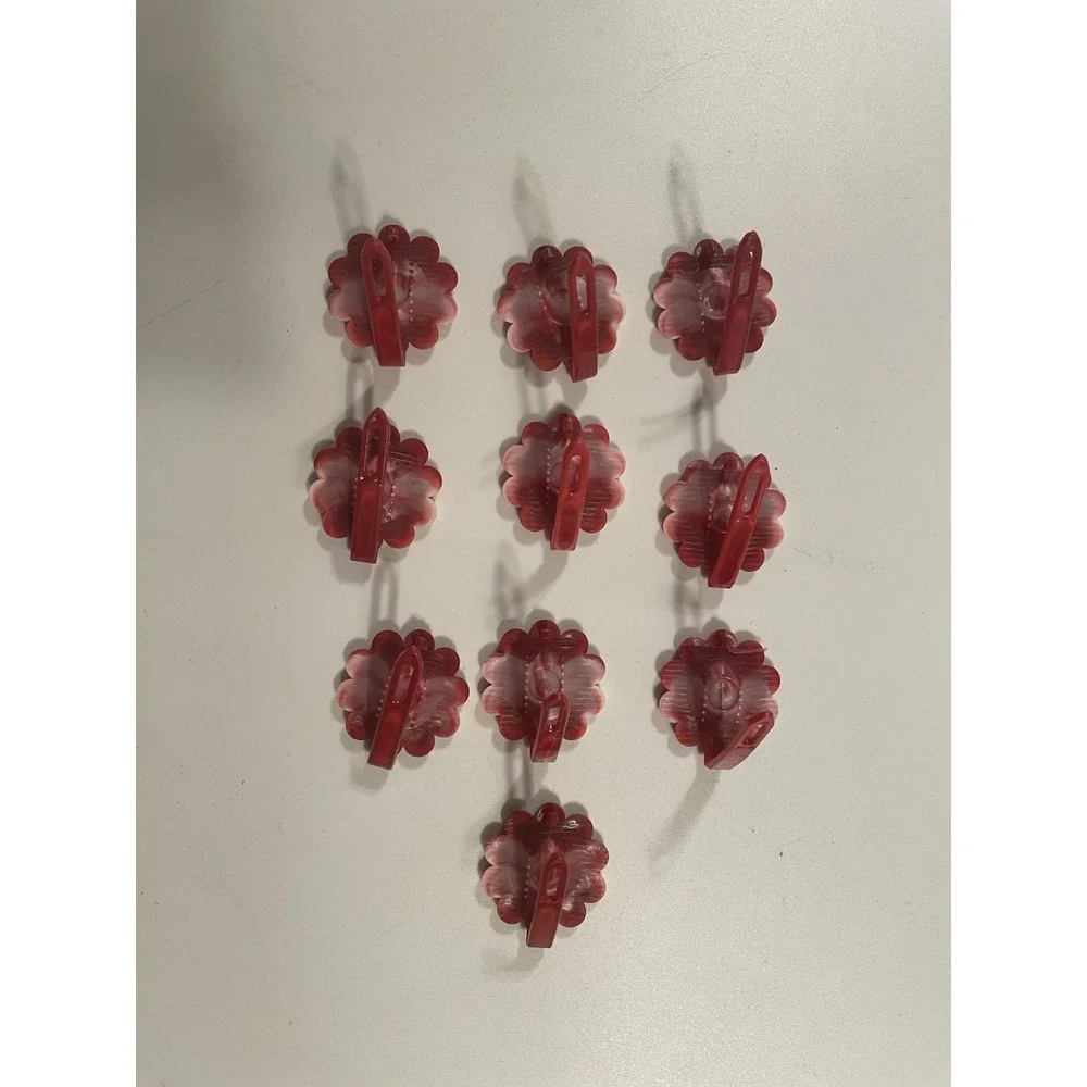 Vintage Lot Girl's Hair Clips Barettes Flowers Red White‎ Ombré Plastic 90's Y2K